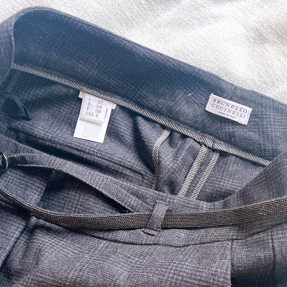 Brunello Cucinelli Belted wool Check Trousers - Picture 3 of 4